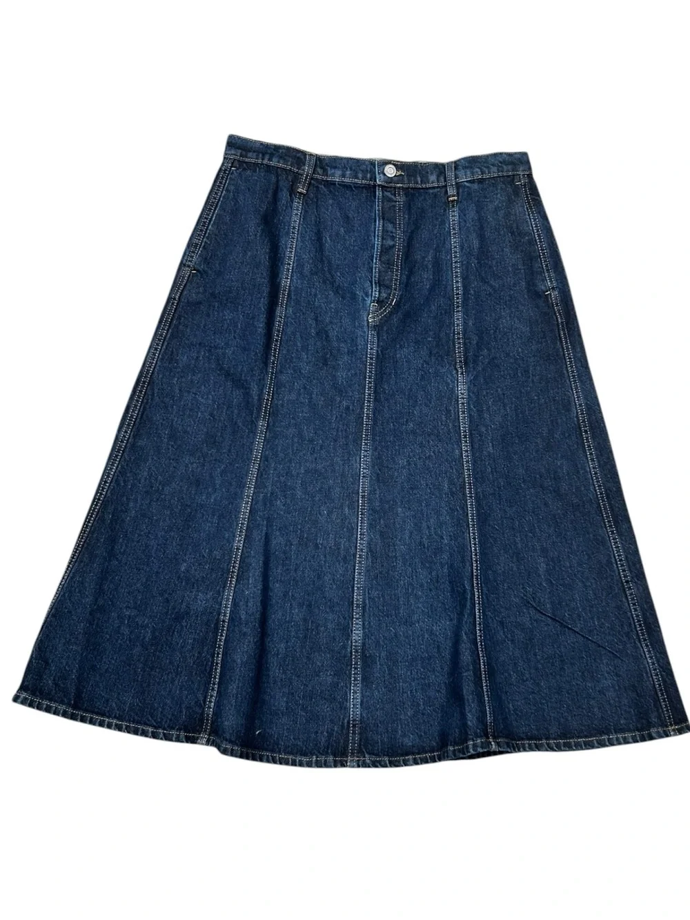 Banana Republic Dark Wash A-Line Denim Midi Skirt 14, Summer Skirt - Picture 1 of 12
